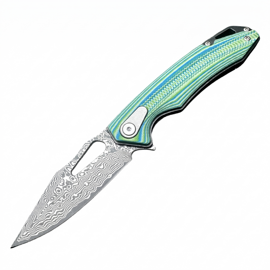 Stabilized Cyanwood Damascus Art Knife