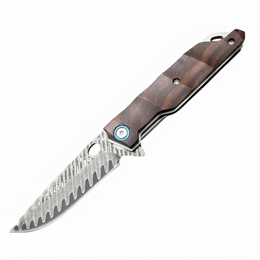 Stabilized Ebonwood Damascus Art Knife